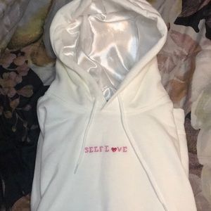 “SELFLOVE” satin lined hoodie